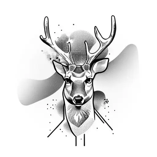 deer head tattoo design idea