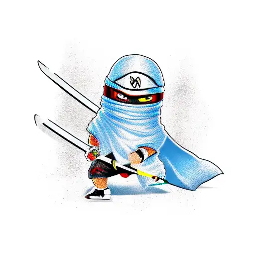ninja swordfight comedy tattoo design idea