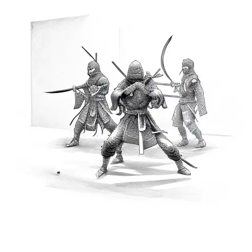 ninja sword fight  tattoo design idea