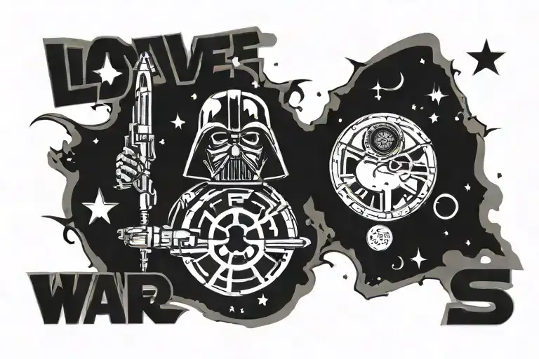 star wars love aurebesh serendipity black tattoo design idea