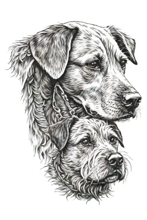 horse and border terrier dog tattoo design idea