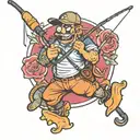 the crotch holding fishing rod tattoo design idea