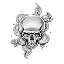 skull with mushroom tattoo design idea
