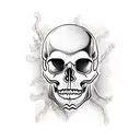 skull with mushroom tattoo design idea
