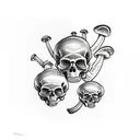 skull with mushroom tattoo design idea