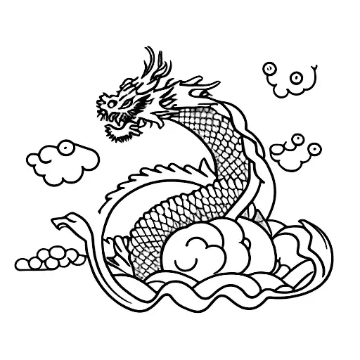 Japanese dragon wrapped around a cherry blossom tree tattoo design idea