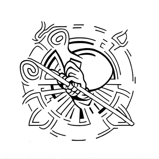 A minimalist tattoo of a character from Jujutsu Kaisen holding a football tattoo design idea