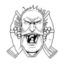 A minimalist tattoo of a character from Jujutsu Kaisen holding a football tattoo design idea