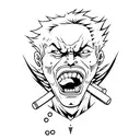 A minimalist tattoo of a character from Jujutsu Kaisen holding a football tattoo design idea