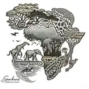 africa continent tattoo design idea