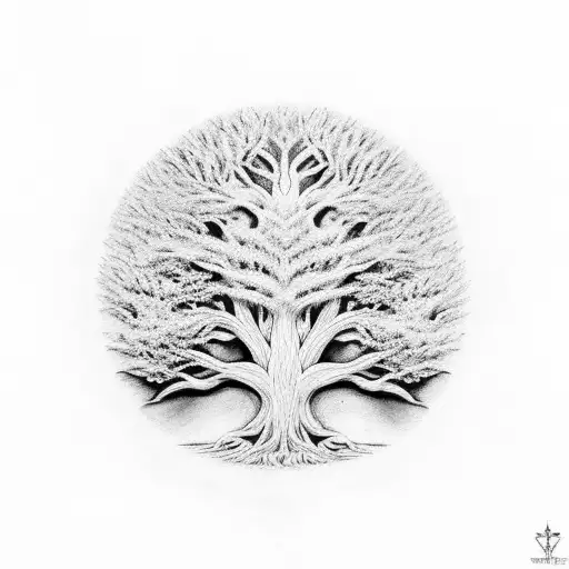 Black and Grey “Tree Of Life” Tattoo Idea - BlackInk AI