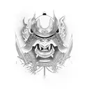 Samurai, fire, katana, demon tattoo design idea