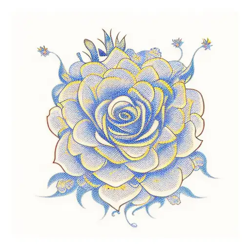 A delecate, feminine tattoo of a floral bracelet on the wrist with a sunflower, pink rose, orchid, white chrysanthemum tattoo design idea