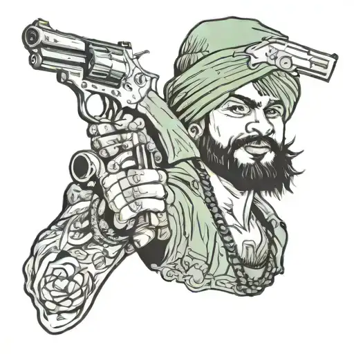 sidhu moosewala with guns and roses tattoo design idea