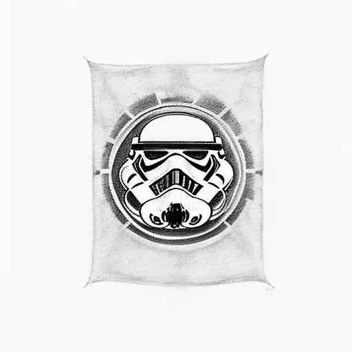 A Stormtrooper holding a beer bottle with a rebel symbol on it tattoo design idea