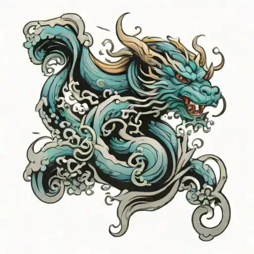 Sadness tattoo design, water elements, Japanese avatar tattoo design idea