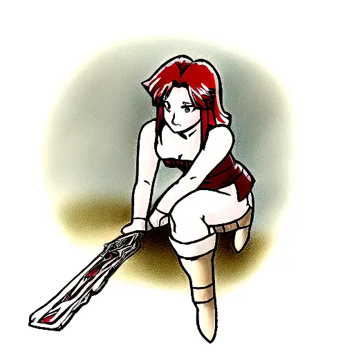 sexy warrior angel women with red hair for my mom who passed away from ALS on 9/10/23 and was born 9/21/64 tattoo design idea
