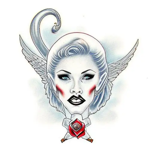 sexy warrior angel women with red hair for my mom who passed away from ALS on 9/10/23 and was born 9/21/64 tattoo design idea
