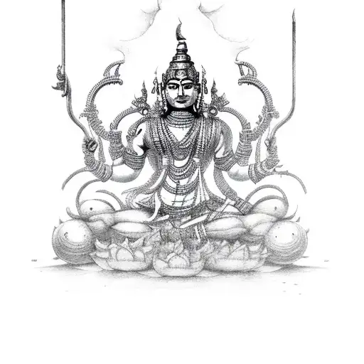 meditating, ravana, rage tattoo design idea