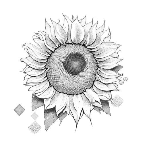 sunflower whit kintsugi  tattoo design idea