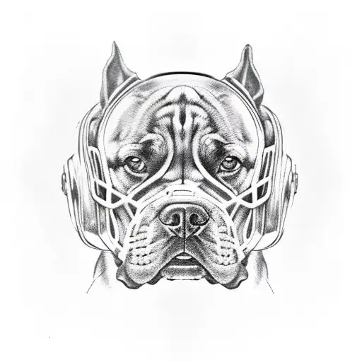 cane corso with a helmet tattoo design idea
