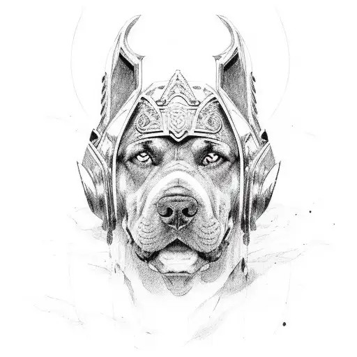 cane corso and a warrior tattoo design idea