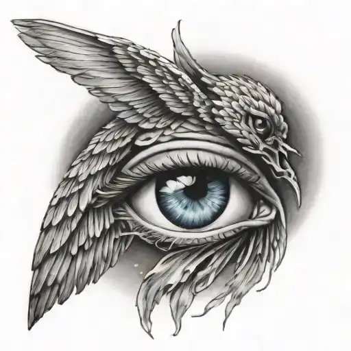 crying Fallen Angel Eye + sea tattoo design idea