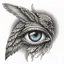 crying Fallen Angel Eye + sea tattoo design idea