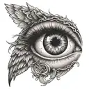 crying Fallen Angel Eye + sea tattoo design idea