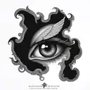 fallen angel eye tattoo design idea