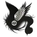 fallen angel eye tattoo design idea