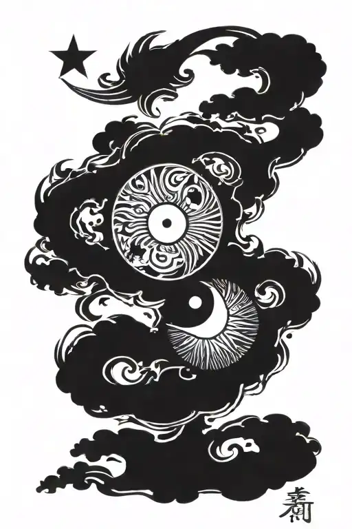 sun and moon ying Yang tattoo design idea