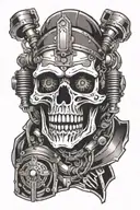 skull, motor, moto engine, castle, warrior,  tattoo design idea