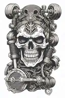 skull, motor, moto engine, castle, warrior,  tattoo design idea