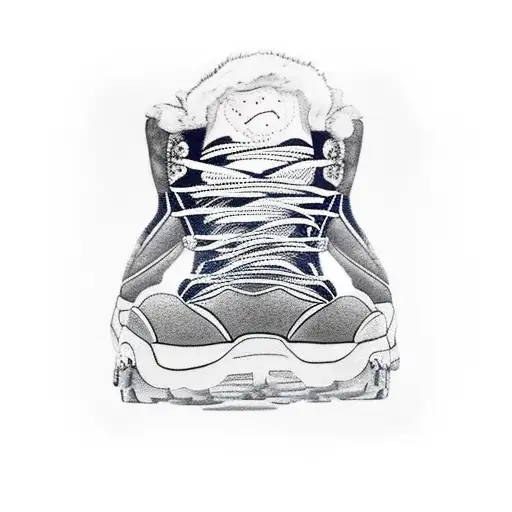 mountains boots stripes tattoo design idea