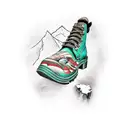 mountains boots stripes tattoo design idea