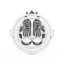 mountains boots stripes tattoo design idea