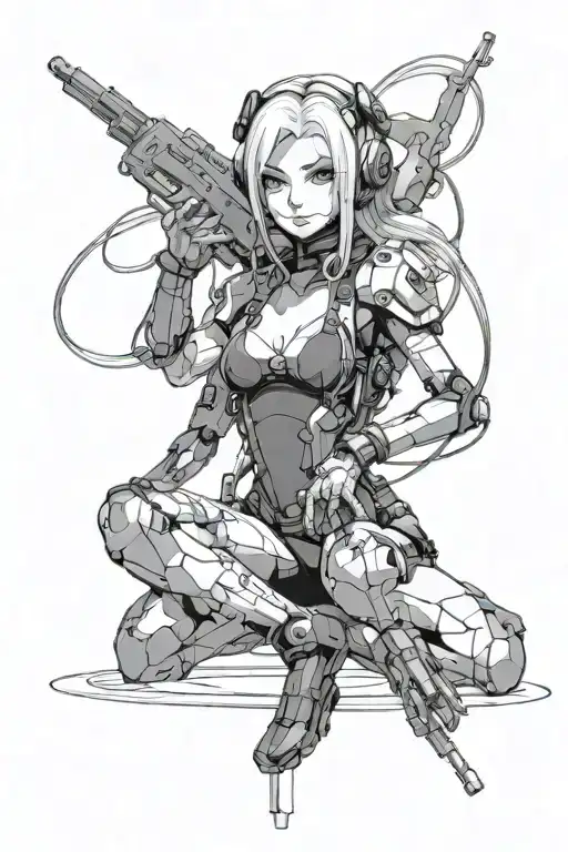 Lucyna Kushinada from the Cyberpunk Edgerunners anime, standing with her mono-wire coming out of her hands. tattoo design idea