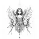 angel protecting tattoo design idea