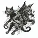  cat fighting demon tattoo design idea