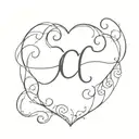 Heart with Initial C tattoo design idea