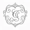Heart with Initial C tattoo design idea