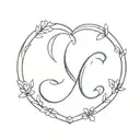 Heart with Initial C tattoo design idea