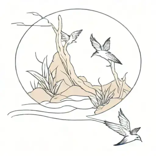 generate an image of a tattoo that symbolizes peaceful river in the summer  tattoo design idea