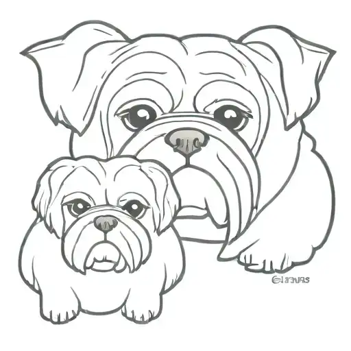 cerberus dog with shih tzu head tattoo design idea