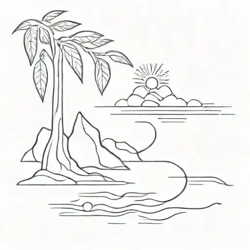 generate an image of a tattoo that symbolizes peaceful river in the summer miniamlist tattoo design idea