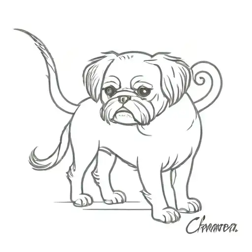 chimera dog with shih tzu head tattoo design idea