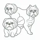 cerberus dog with shih tzu head tattoo design idea