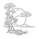 generate an image of a tattoo that symbolizes peaceful river in the summer miniamlist tattoo design idea