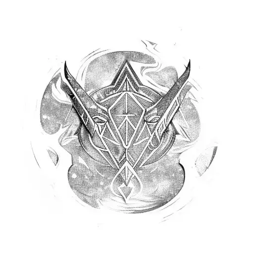 Skyrim logo, detailed psychedelic pattern  tattoo design idea